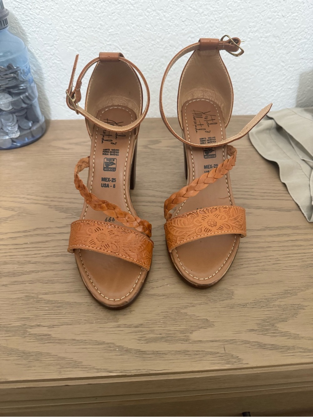 Women’s Tan Leather Ankle-Strap Sandals